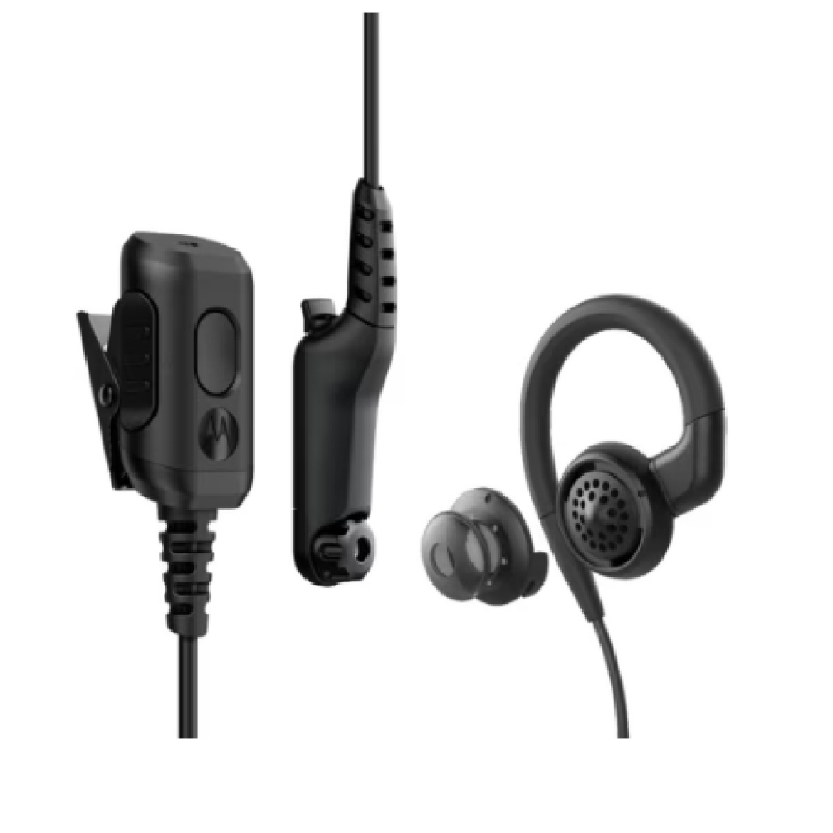 Picture of Motorola 2-Wire Impres Swivel Earhook with Inline Mic, PTT and Programmable Button Black